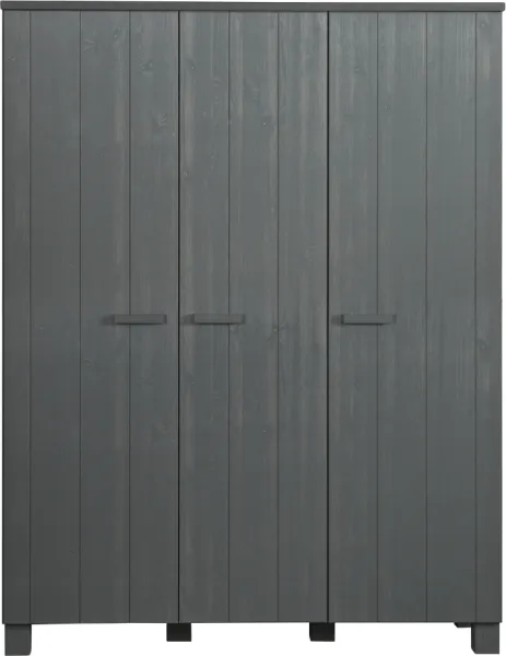 Dennis, Klesskap, mørkegrå, H202x55x158 cm, furu