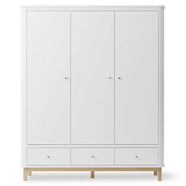 Oliver Furniture Wood Garderobeskap 3 Dører Hvit/Eik