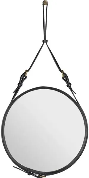 GUBI Adnet Veggspeil Sirkulær Svart Lær Ø45 cm